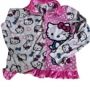 Sanrio Girl's White Pink Hello Kitty Flame Resistant Pajama Top Size M 7/8